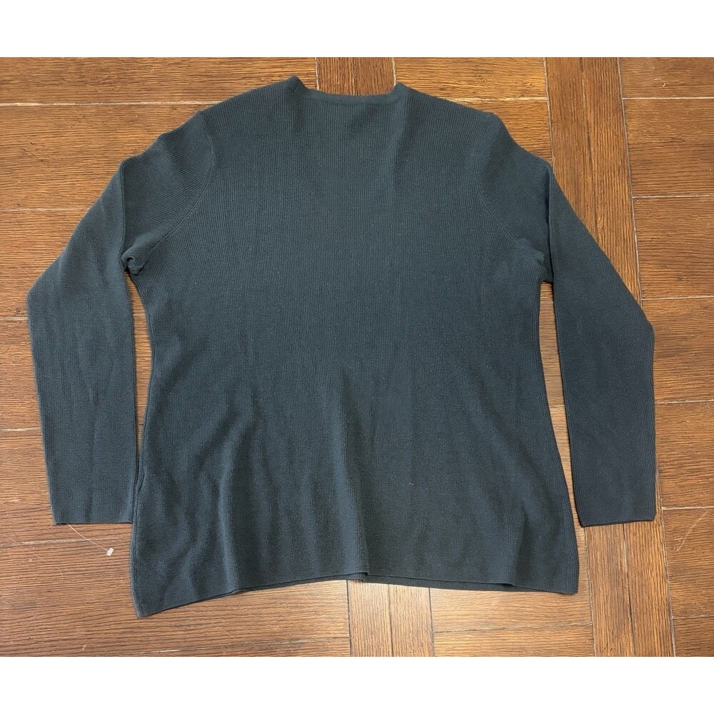 Eileen Fisher Women's Size PM Sweater Superfine Merino Wool V-Neck Navy NWOT - Picture 3 of 4